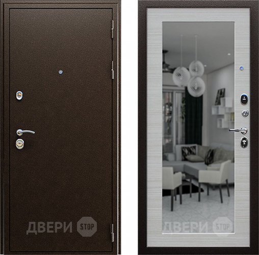 Входная металлическая Дверь АСД Спартак с зеркалом Акация светлая в Видное