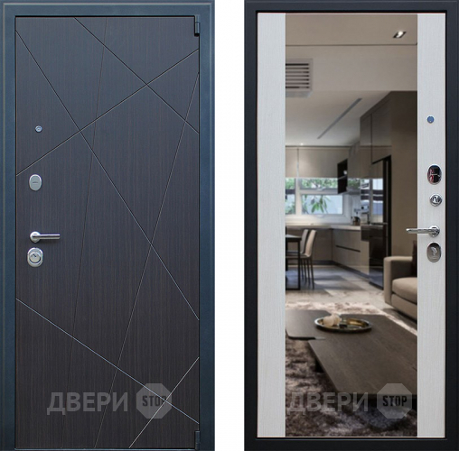 Входная металлическая Дверь АСД Вектор с зеркалом Лиственница белая в Видное