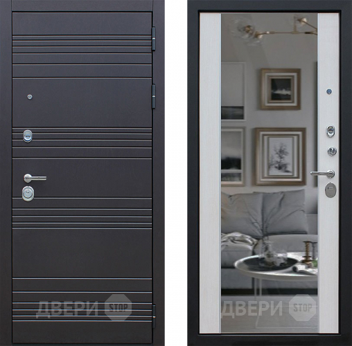 Входная металлическая Дверь АСД Дуэт с зеркалом Лиственница белая в Видное