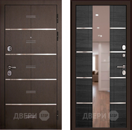 Входная металлическая Дверь (Дверной Континент) Савона с зеркалом Венге в Видное