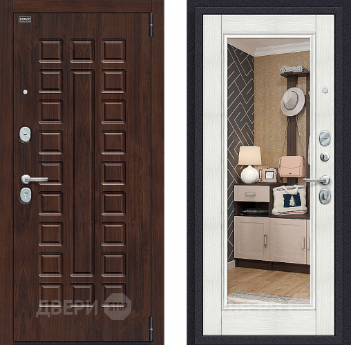 Входная металлическая Дверь Bravo Оптим Урбан с зеркалом Bianco Veralinga в Видное