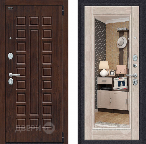 Входная металлическая Дверь Bravo Оптим Урбан с зеркалом Cappuccino Veralinga в Видное