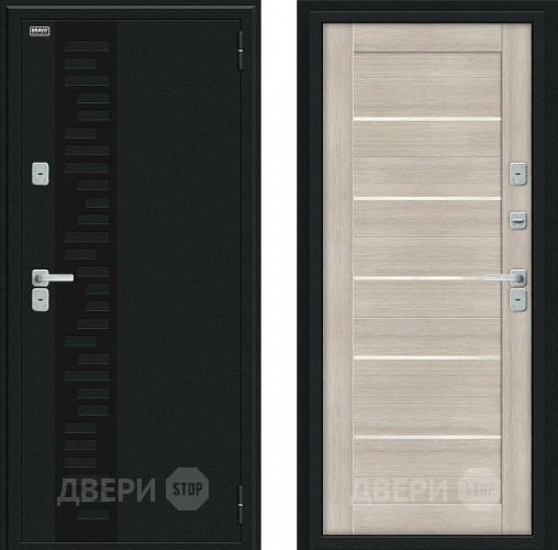 Входная металлическая Дверь Bravo Thermo Техно Декор Букле черное/Cappuccino Veralinga в Видное