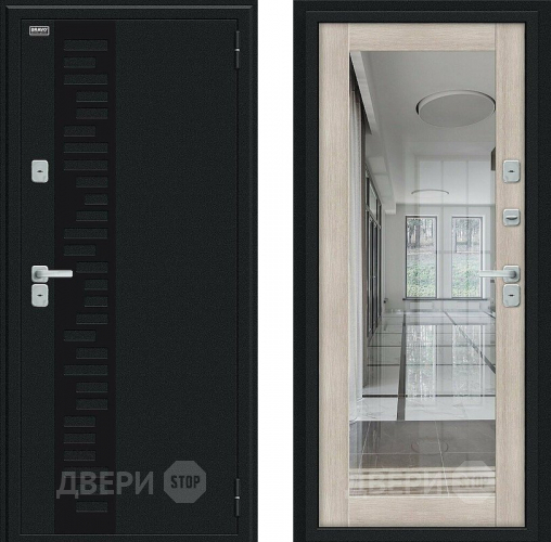 Входная металлическая Дверь Bravo Thermo Флэш Декор Букле черное/Cappuccino Veralinga в Видное