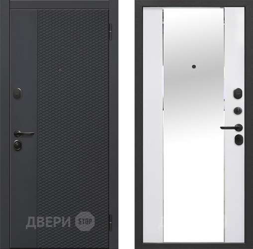 Входная металлическая Дверь Флорида Зеркало Фацет Эммалит Белый в Видное