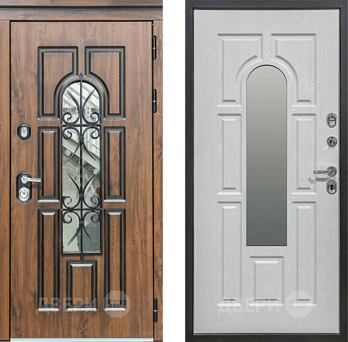 Дверь Сударь МХ-32 Винорит Альберо Браш с Ковкой и окном в Видное