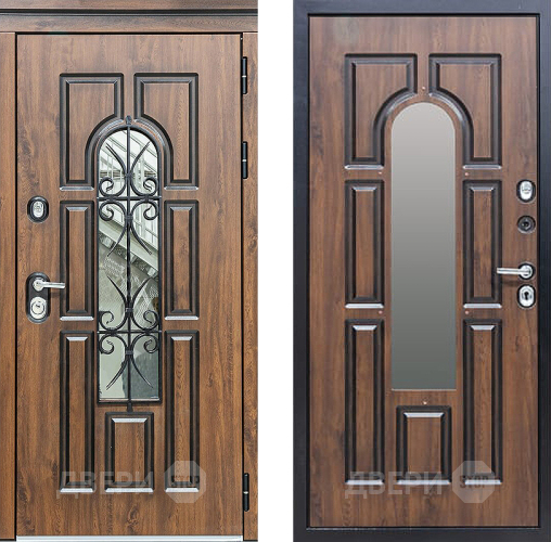 Входная металлическая Дверь Сударь МХ-32 Винорит Темный Дуб с Ковкой и окном в Видное