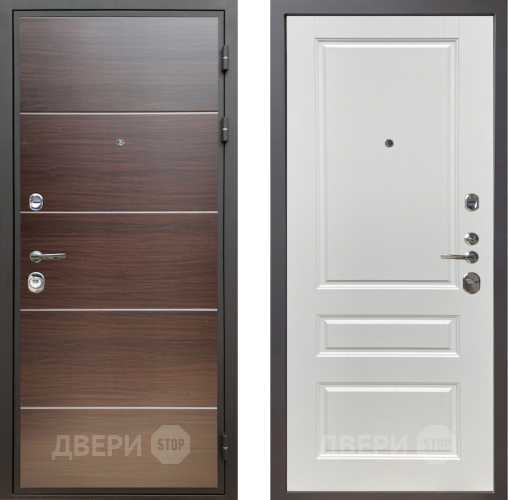 Входная металлическая Дверь Шелтер (SHELTER) Комфорт Венге структурный горизонт 1 Белый ясень в Видное