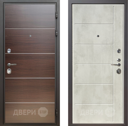Входная металлическая Дверь Шелтер (SHELTER) Комфорт Венге структурный горизонт 11 Бетон крем в Видное