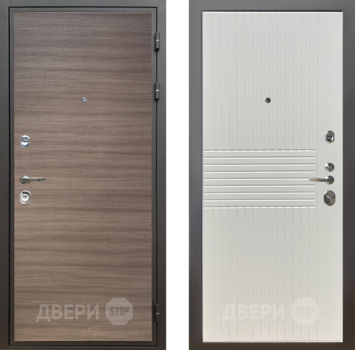 Входная металлическая Дверь Шелтер (SHELTER) Комфорт Дуб тоскано поперечный 10 Силк Сноу в Видное