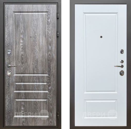 Входная металлическая Дверь Шелтер (SHELTER) Комфорт Дуб шале серебро 4 Белый матовый в Видное