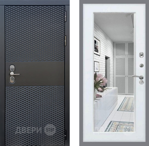 Входная металлическая Дверь Стоп БЛЭК CISA Зеркало Белый ясень в Видное