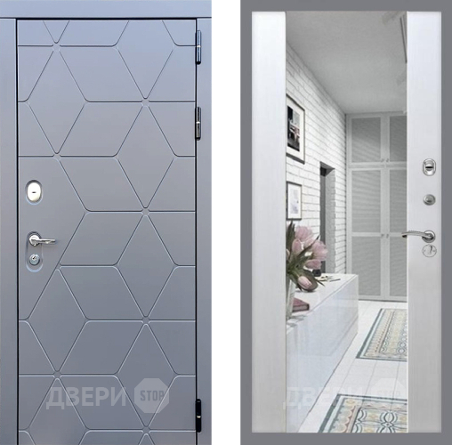 Входная металлическая Дверь Стоп КОСМО Зеркало СБ-16 Лиственница беж в Видное