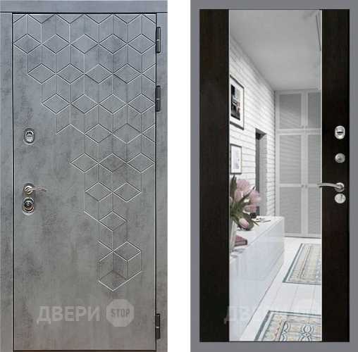 Входная металлическая Дверь Стоп БЕТОН Зеркало СБ-16 Венге в Видное