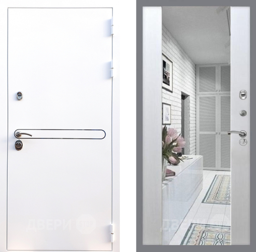 Входная металлическая Дверь Стоп Лайн Вайт Зеркало СБ-16 Лиственница беж в Видное