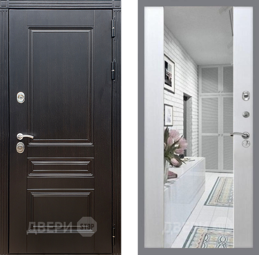 Входная металлическая Дверь Стоп МЕГАПОЛИС Зеркало СБ-16 Лиственница беж в Видное