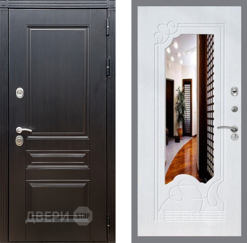 Входная металлическая Дверь Стоп МЕГАПОЛИС ЗкркалоФЛ-147 Ясень белый в Видное