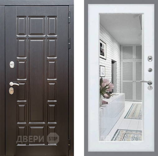 Входная металлическая Дверь Стоп НЬЮ ЙОРК Зеркало Белый ясень в Видное