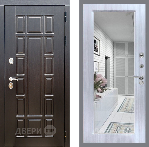 Входная металлическая Дверь Стоп НЬЮ ЙОРК Зеркало Сандал белый в Видное