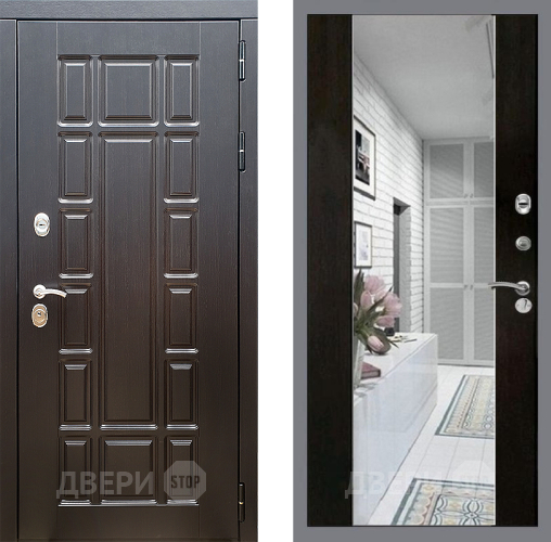 Входная металлическая Дверь Стоп НЬЮ ЙОРК Зеркало СБ-16 Венге в Видное