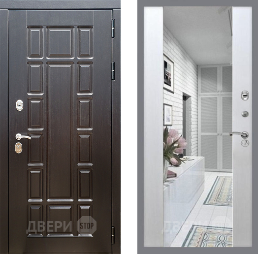 Входная металлическая Дверь Стоп НЬЮ ЙОРК Зеркало СБ-16 Лиственница беж в Видное