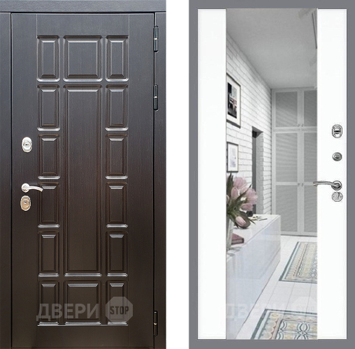 Входная металлическая Дверь Стоп НЬЮ ЙОРК Зеркало СБ-16 Силк Сноу в Видное