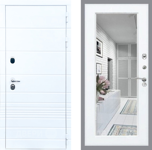 Входная металлическая Дверь Стоп ТРЕНДО Зеркало Силк Сноу в Видное