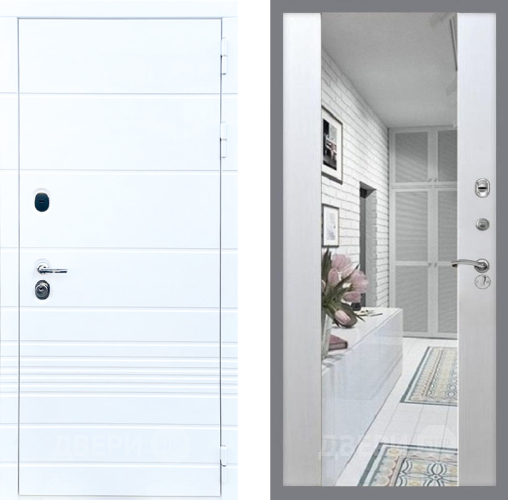 Входная металлическая Дверь Стоп ТРЕНДО Зеркало СБ-16 Лиственница беж в Видное