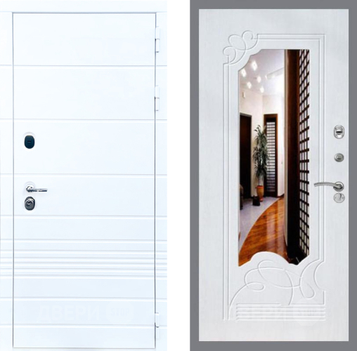 Входная металлическая Дверь Стоп ТРЕНДО ЗкркалоФЛ-147 Ясень белый в Видное