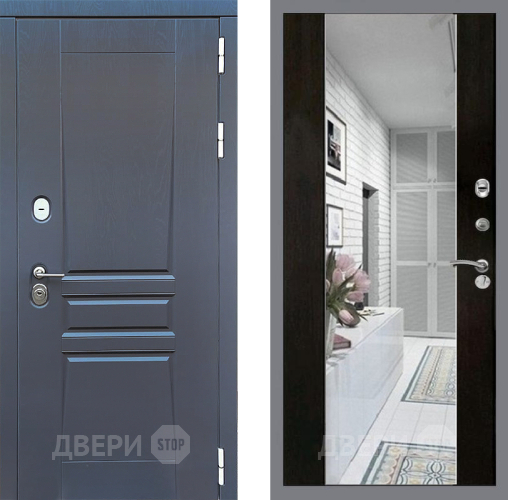 Входная металлическая Дверь Стоп ПЛАТИНУМ Зеркало СБ-16 Венге в Видное