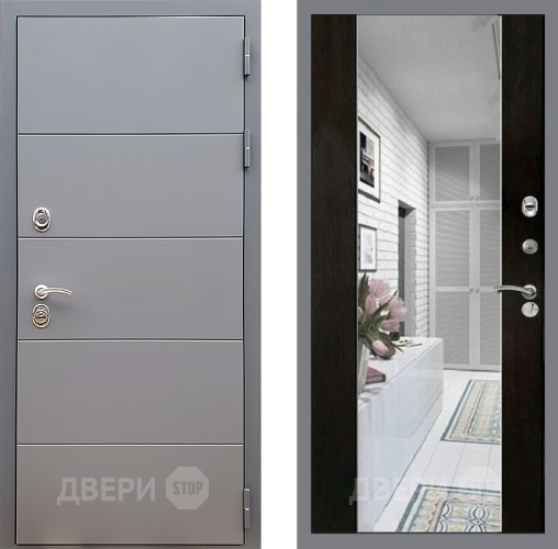 Входная металлическая Дверь Стоп АРТ ГРАФИТ Зеркало СБ-16 Венге в Видное