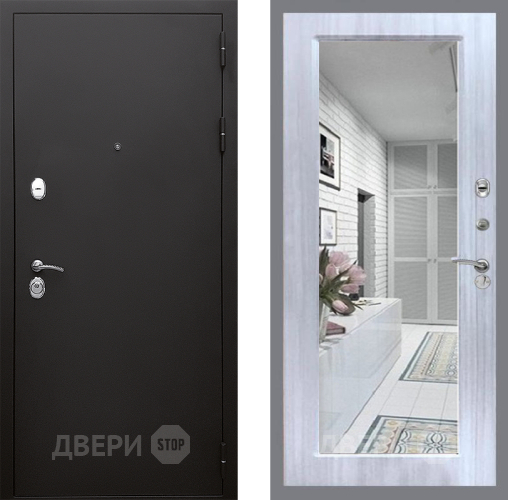 Входная металлическая Дверь Стоп КЛАССИК Шагрень Зеркало Сандал белый в Видное