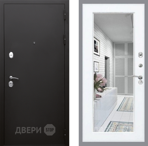 Входная металлическая Дверь Стоп КЛАССИК Шагрень Зеркало Силк Сноу в Видное