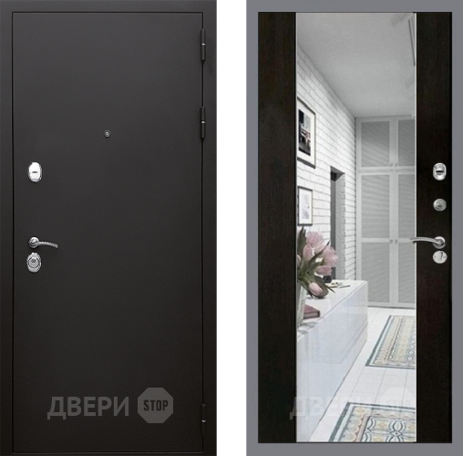 Входная металлическая Дверь Стоп КЛАССИК Шагрень Зеркало СБ-16 Венге в Видное