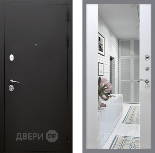 Входная металлическая Дверь Стоп КЛАССИК Шагрень Зеркало СБ-16 Лиственница беж в Видное