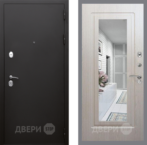 Дверь Стоп КЛАССИК Шагрень Зеркало ФЛ-120 Беленый дуб в Видное