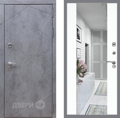 Входная металлическая Дверь Стоп Лучи Зеркало СБ-16 Силк Сноу в Видное