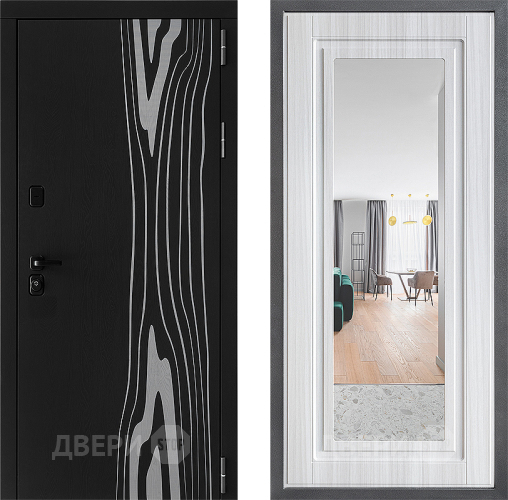 Входная металлическая Дверь Дверной континент ДК-12 ФЛЗ Зеркало Сандал белый в Видное