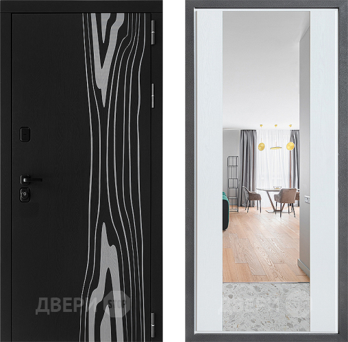 Входная металлическая Дверь Дверной континент ДК-12 ФЛЗ-1 Зеркало Белое дерево в Видное