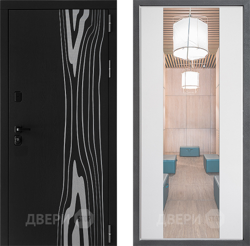 Входная металлическая Дверь Дверной континент ДК-12 ФЛЗ-1 Зеркало Белый софт в Видное