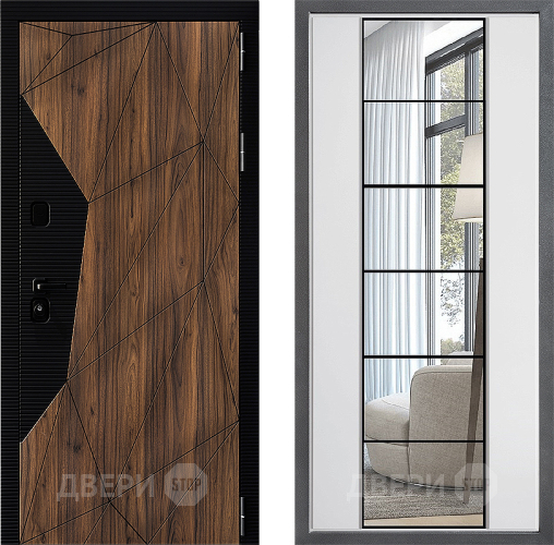 Входная металлическая Дверь Дверной континент ДК-11 ФЛЗ-2 Зеркало Белый софт в Видное