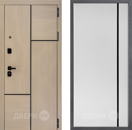 Входная металлическая Дверь Дверной континент ДК-14 ФЛ-757 Черное Стекло Софт милк в Видное