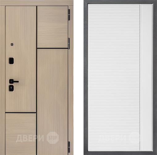 Входная металлическая Дверь Дверной континент ДК-14 ФЛ-757 Белое Стекло Софт милк в Видное