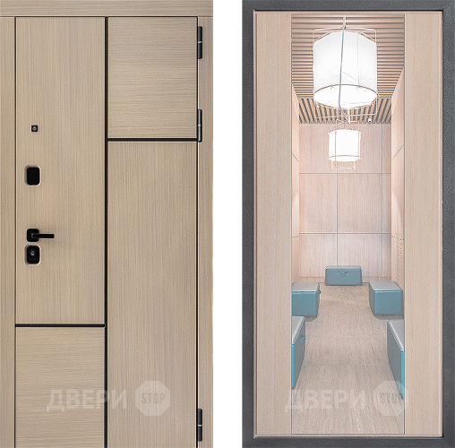 Входная металлическая Дверь Дверной континент ДК-14 ФЛЗ-1 Зеркало Капучино в Видное