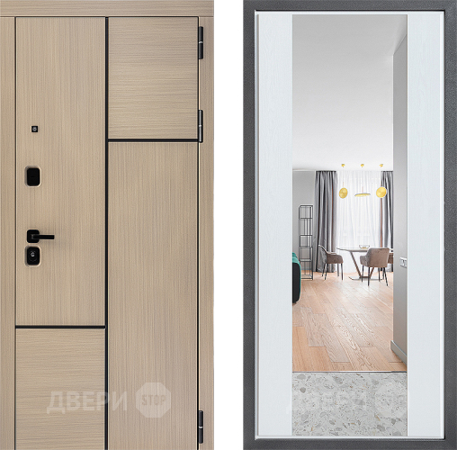 Дверь Дверной континент ДК-14 ФЛЗ-1 Зеркало Белое дерево в Видное