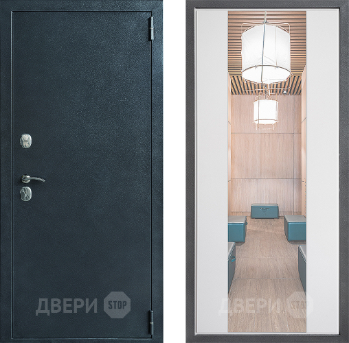 Входная металлическая Дверь Дверной континент ДК-70 Дизайн ФЛЗ-1 Зеркало Белый софт в Видное