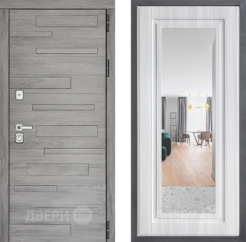 Входная металлическая Дверь Дверной континент ДК-10 ФЛЗ Зеркало Сандал белый в Видное