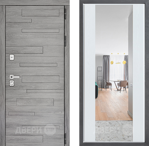 Входная металлическая Дверь Дверной континент ДК-10 ФЛЗ-1 Зеркало Белое дерево в Видное