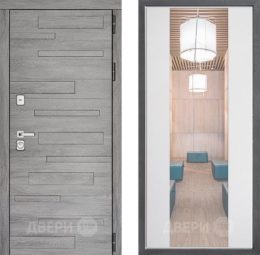 Входная металлическая Дверь Дверной континент ДК-10 ФЛЗ-1 Зеркало Белый софт в Видное