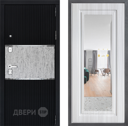 Входная металлическая Дверь Дверной континент ДК-13 ФЛЗ Зеркало Сандал белый в Видное